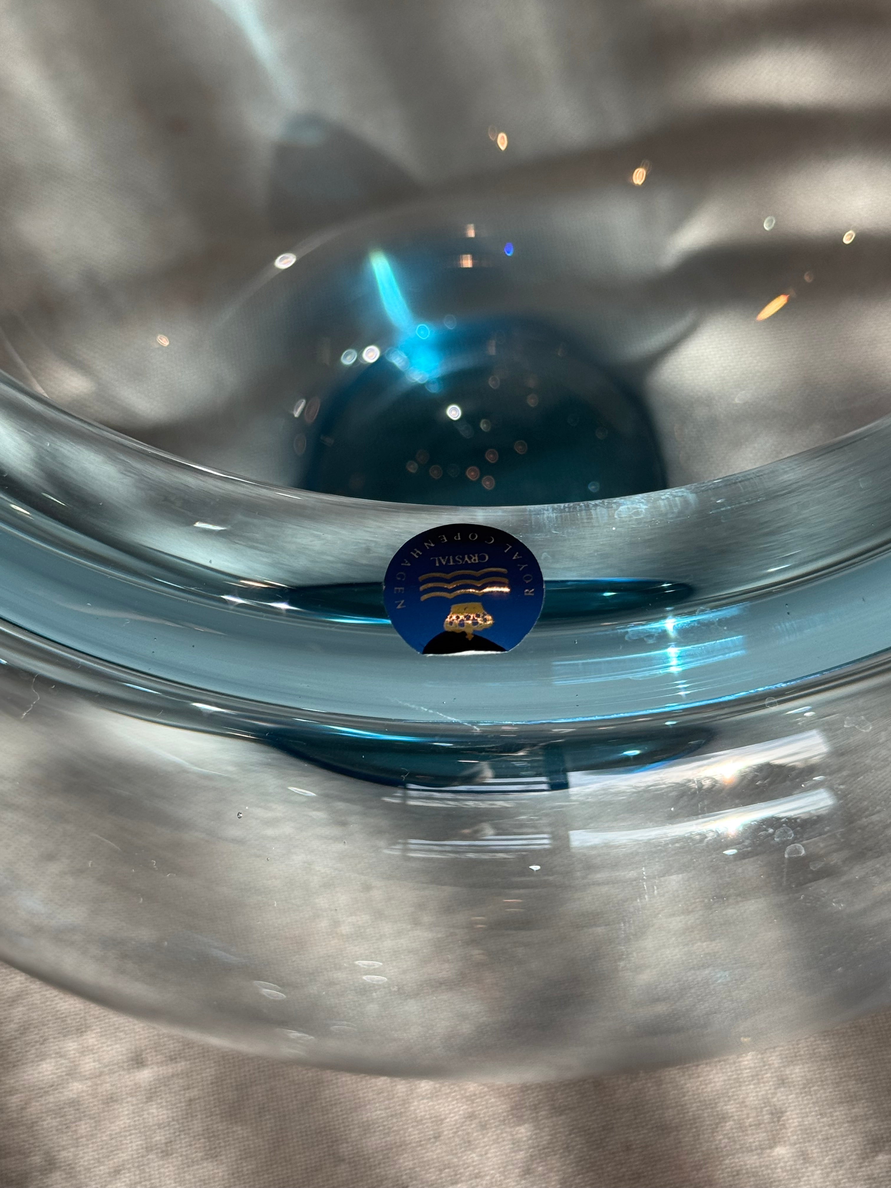 Vintage Royal Copenhagen Sommerso Crystal Bowl – Danish Art Glass Blue Core Centerpiece