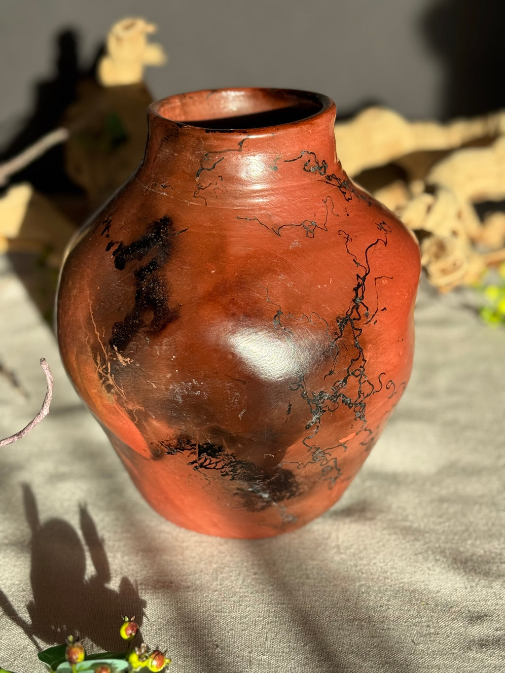 Signed Lucero Horsehair Pottery Vase – Southwestern Studio Ceramic