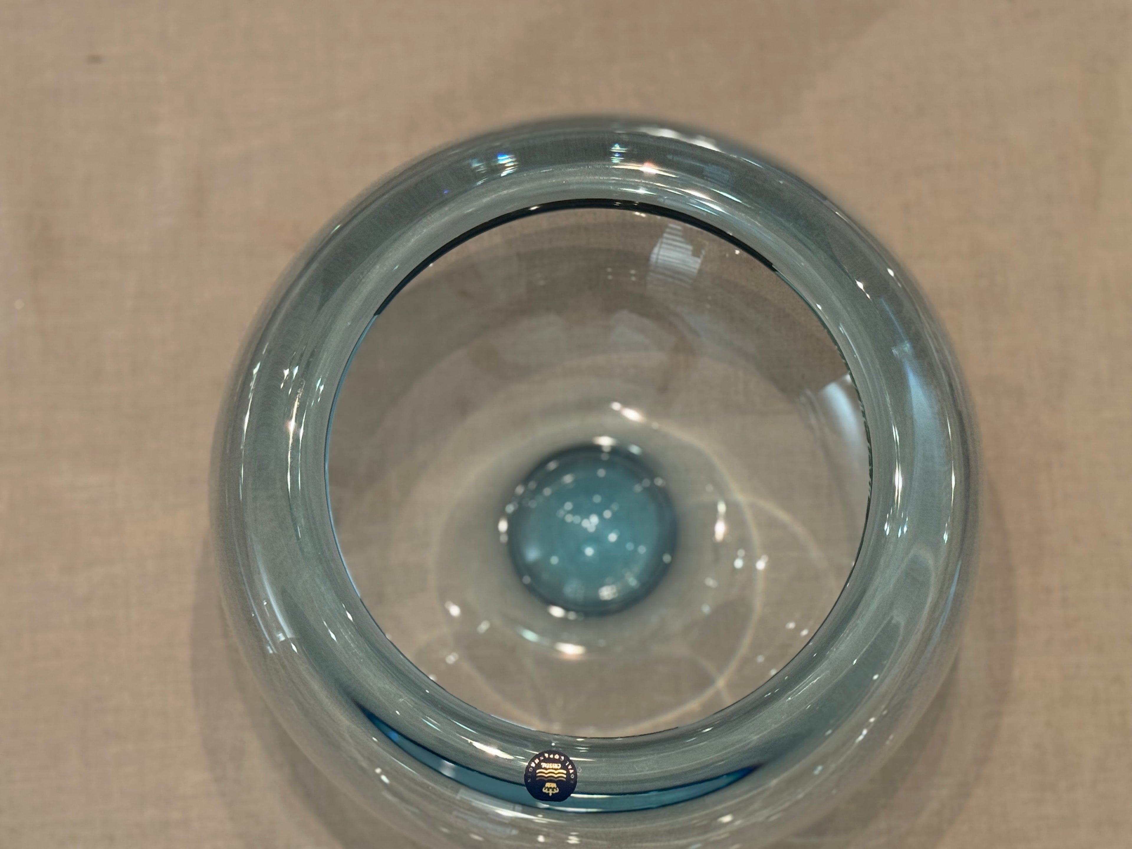 Vintage Royal Copenhagen Sommerso Crystal Bowl – Danish Art Glass Blue Core Centerpiece