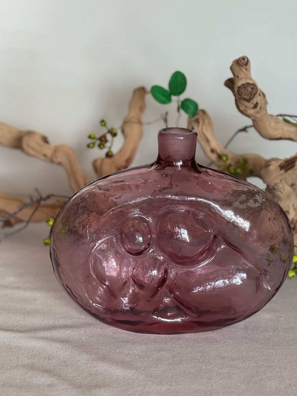 Vintage American Studio Art Glass “Mother and Child” Vase, Blenko Style