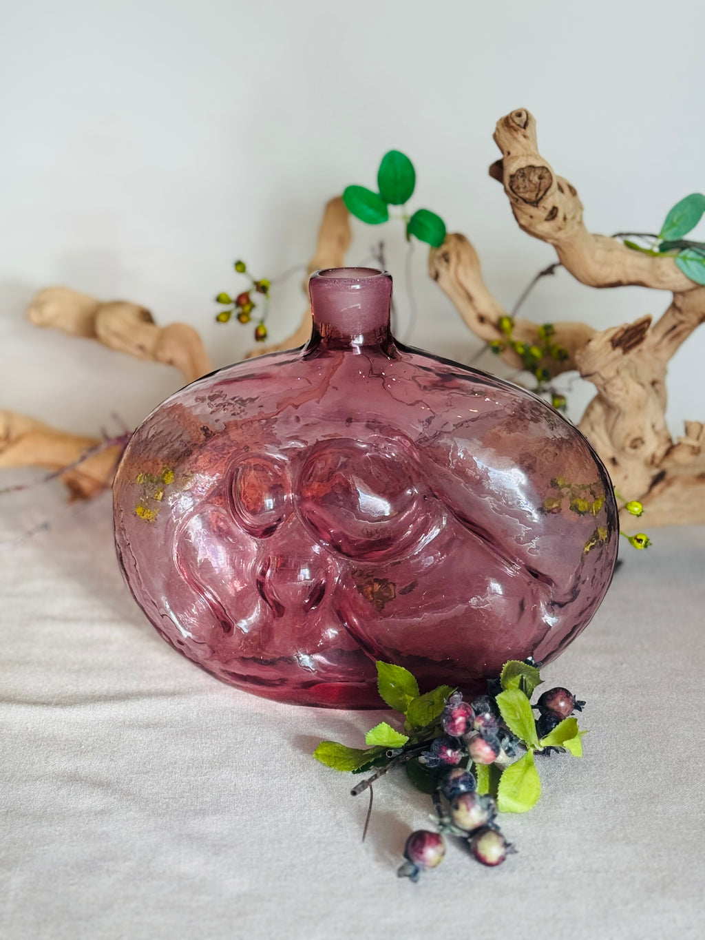Vintage American Studio Art Glass “Mother and Child” Vase, Blenko Style