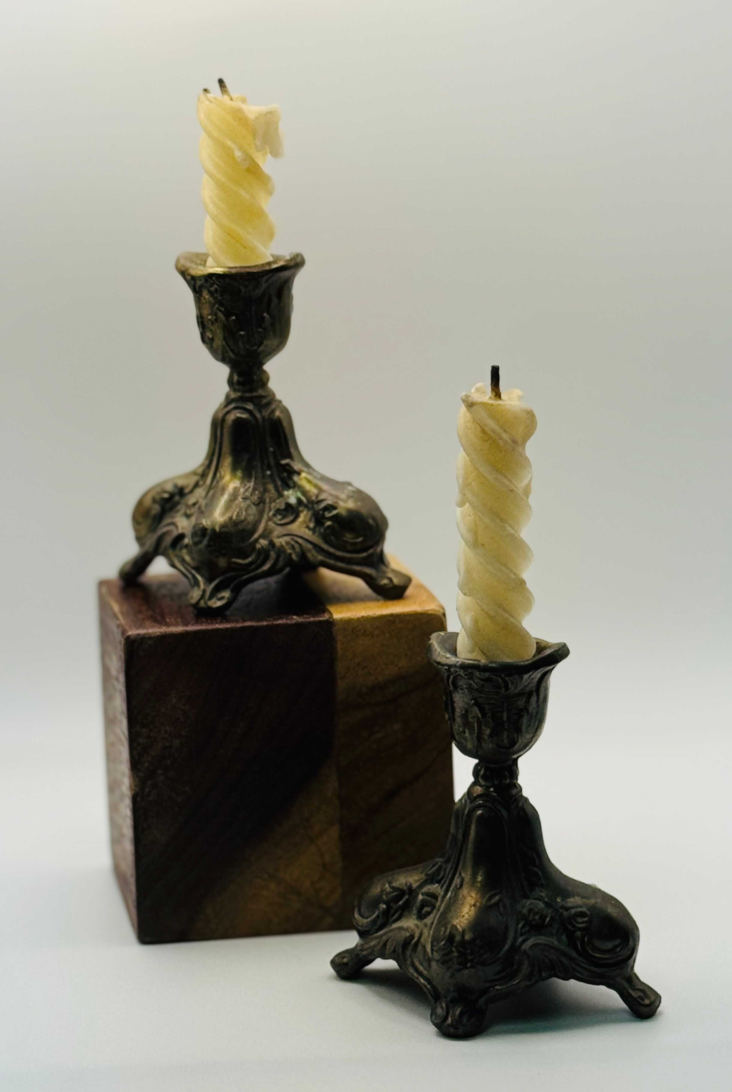 CharmingVintage Ornate Brass Candlesticks | Rococo Revival | Hollywood Regency Style | Small Pair