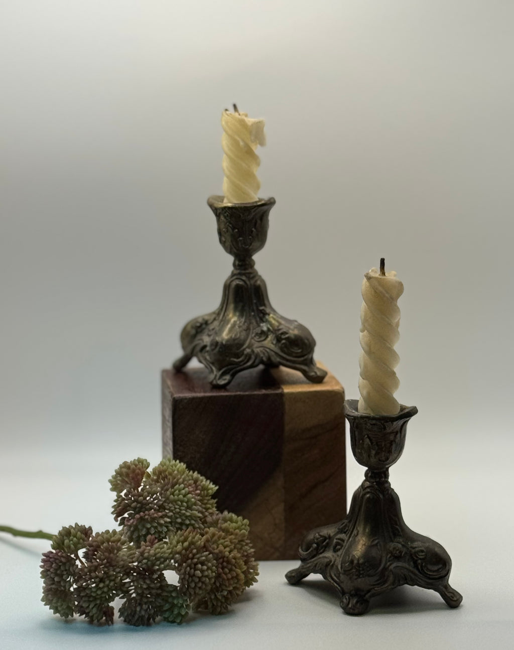 CharmingVintage Ornate Brass Candlesticks | Rococo Revival | Hollywood Regency Style | Small Pair
