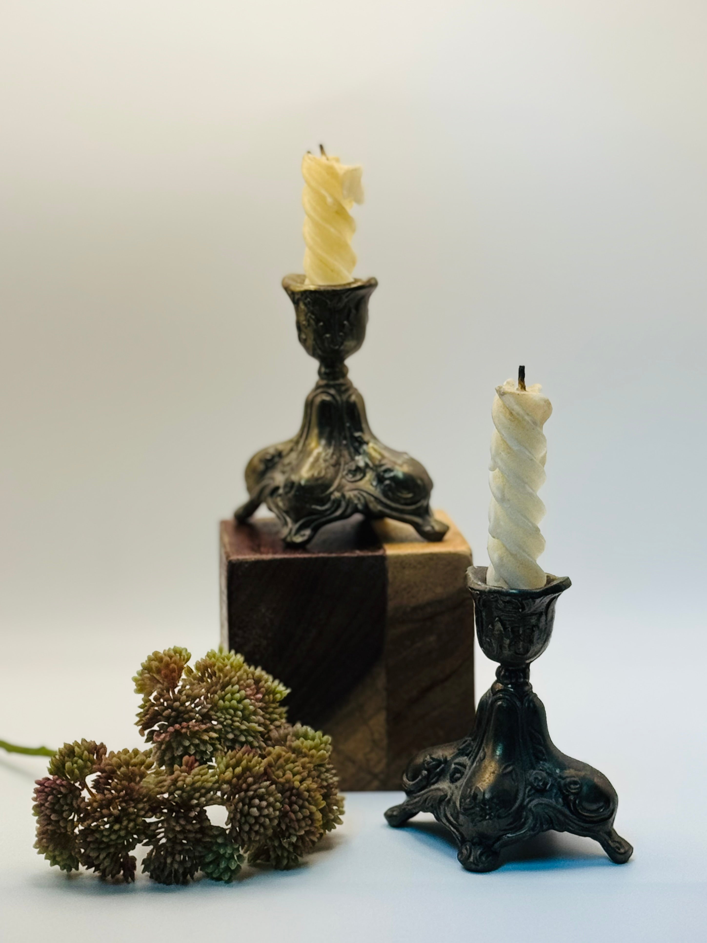CharmingVintage Ornate Brass Candlesticks | Rococo Revival | Hollywood Regency Style | Small Pair