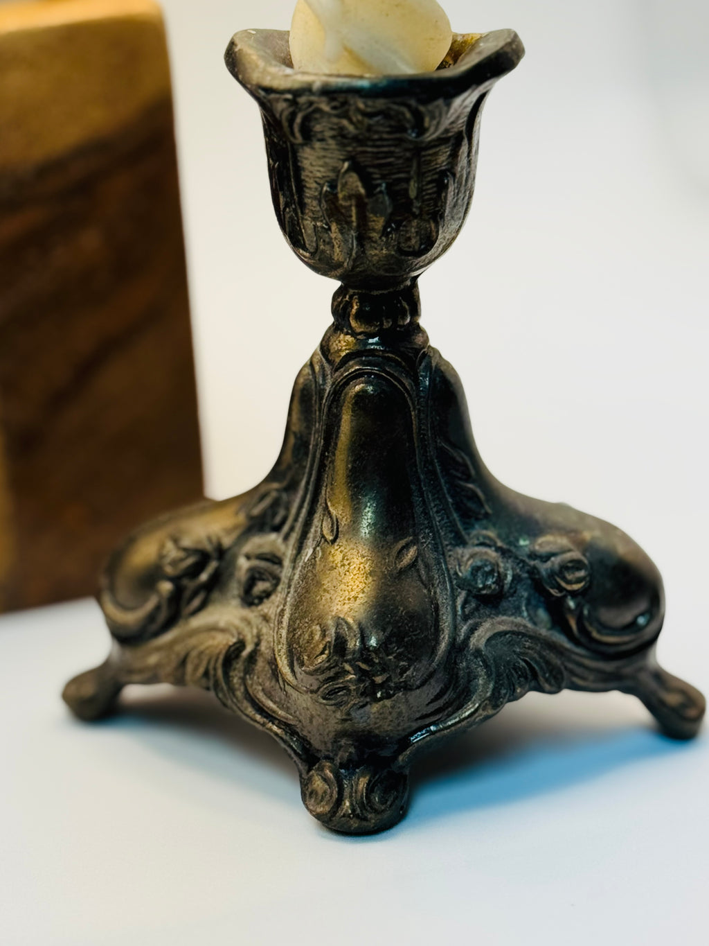 CharmingVintage Ornate Brass Candlesticks | Rococo Revival | Hollywood Regency Style | Small Pair