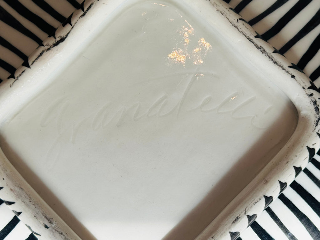 Granatelli Sgraffito Studio Pottery Plate | Mid-Century Figural Line Art | Signed Ceramic Art Dish | 9 Inch