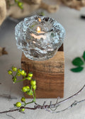 Vintage Ice Glass Votive — Textured Art Glass Candle Holder — Attributed to Blenko — 1970s