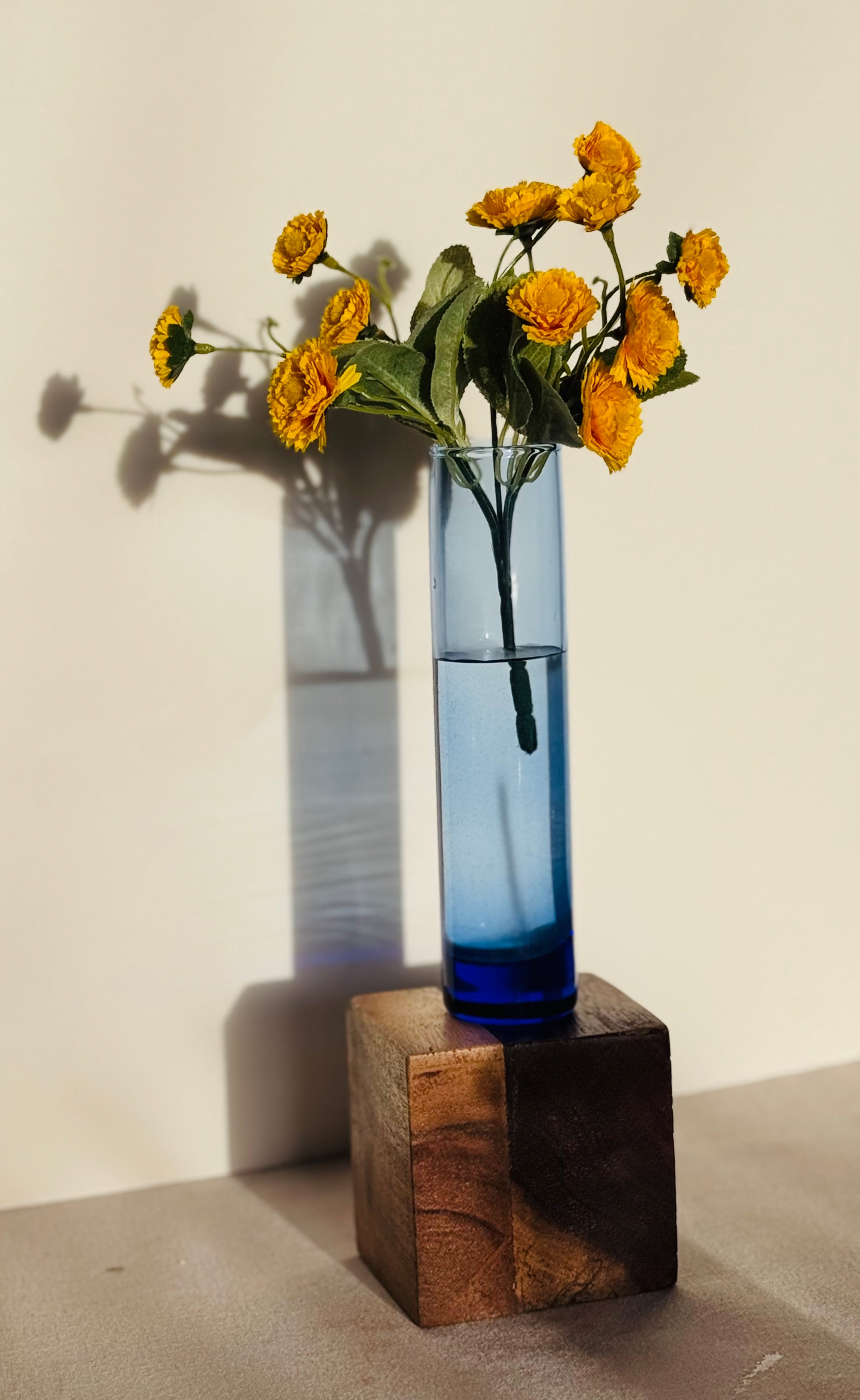 Simple, Elegant Blue Gradient Glass Bud Vase — Quiet Form, Cobalt Fade