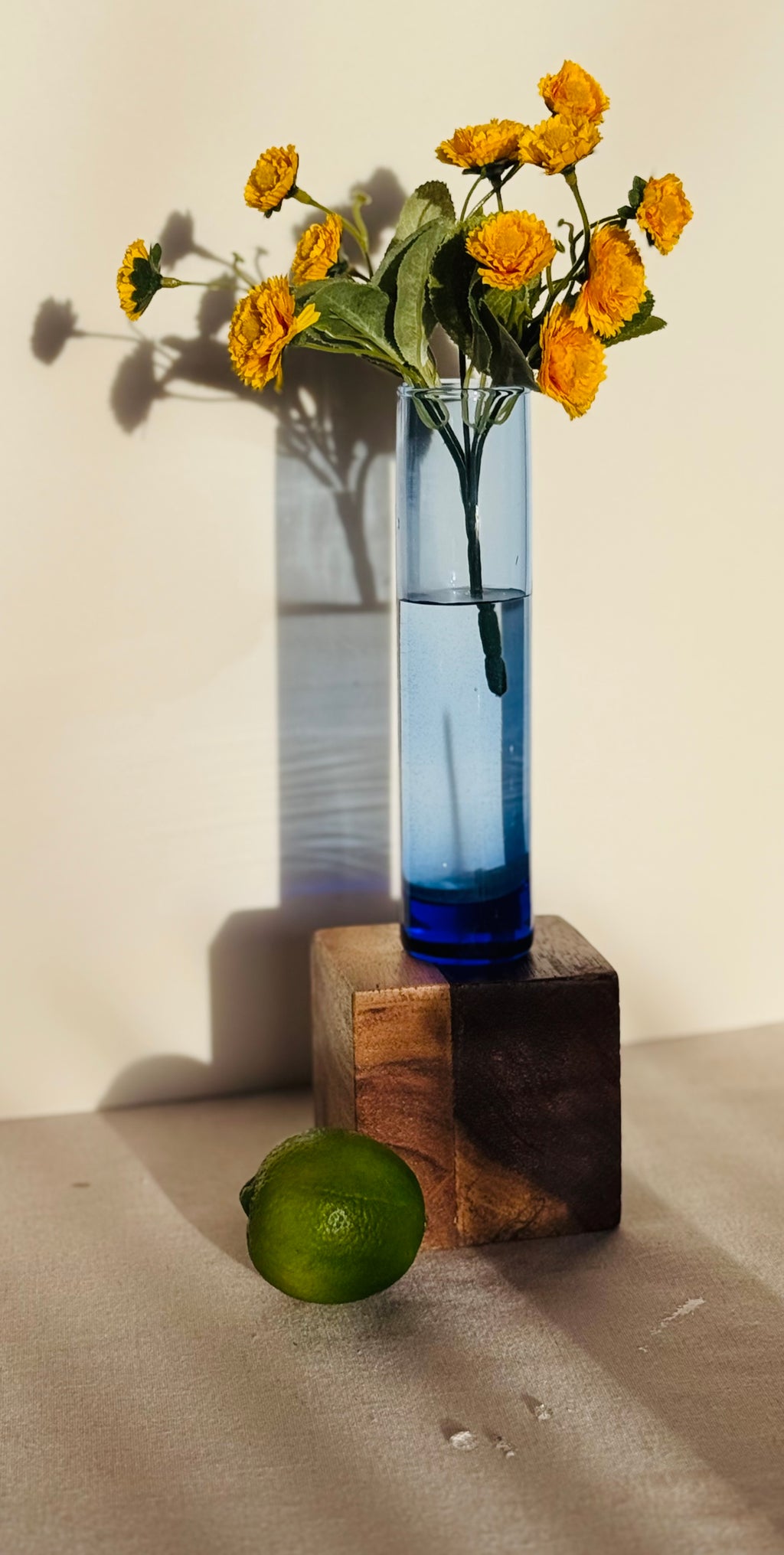 Simple, Elegant Blue Gradient Glass Bud Vase — Quiet Form, Cobalt Fade