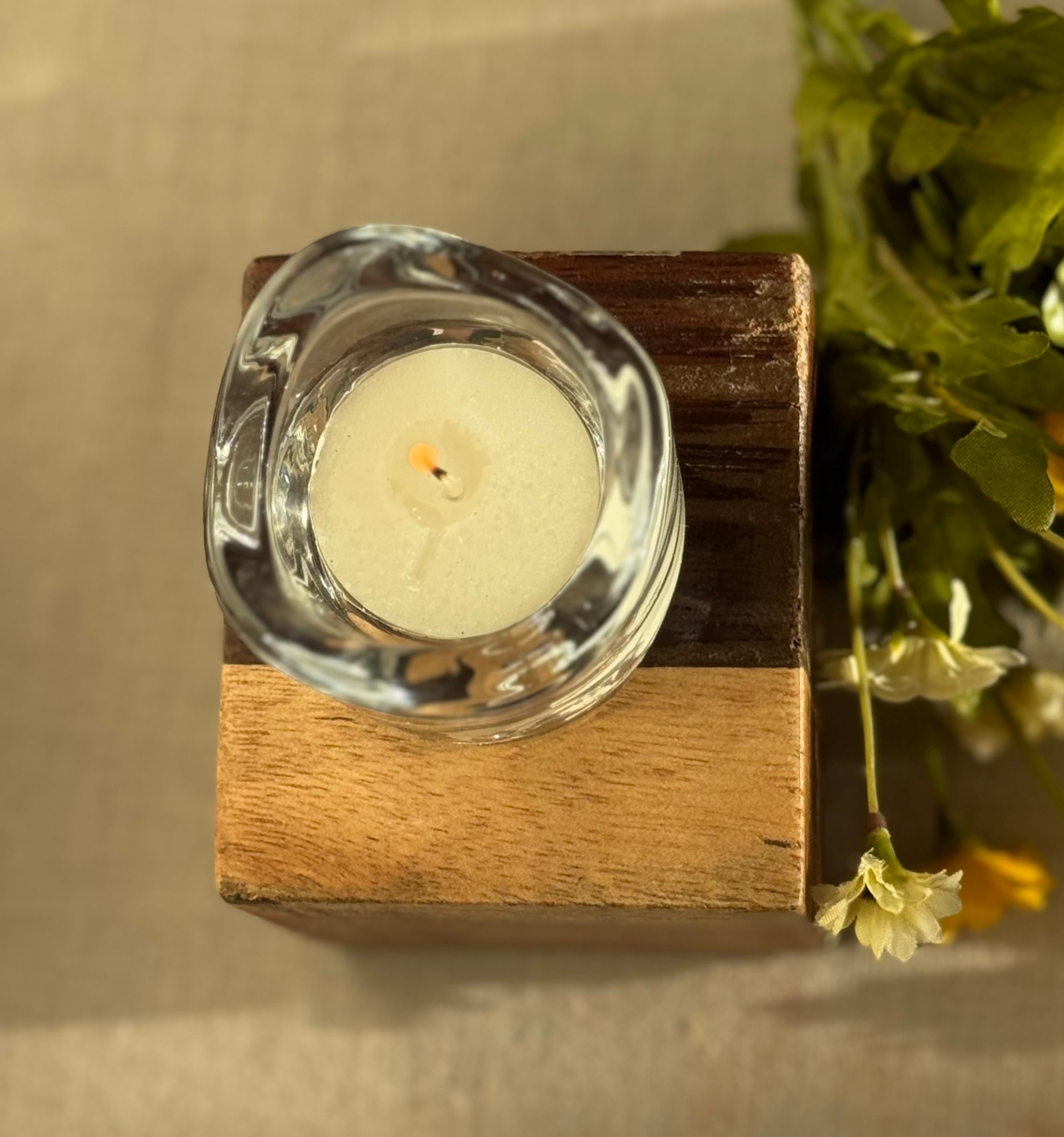 Pair of Heavy Sculptural Art Glass Tealight Candle Holders – Modern Minimalist