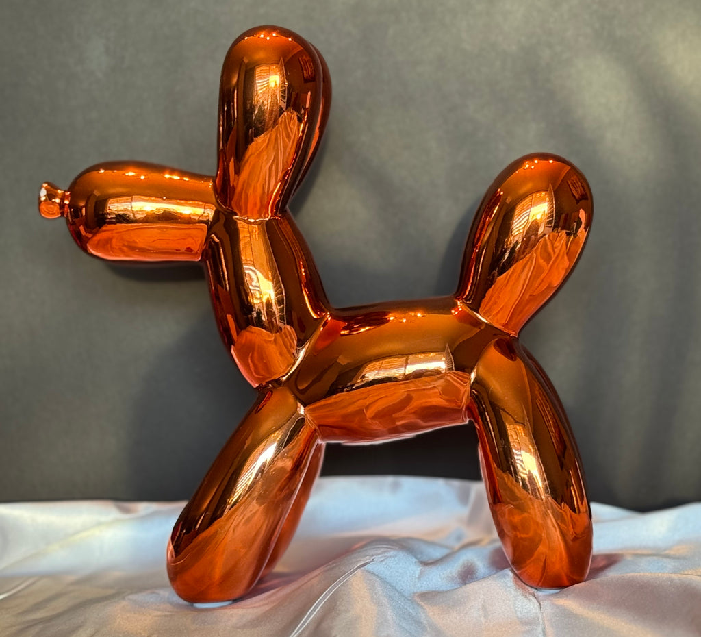 Jeff Koons Style Metallic Balloon Dog Sculpture – Pop Art Style Decorative Object