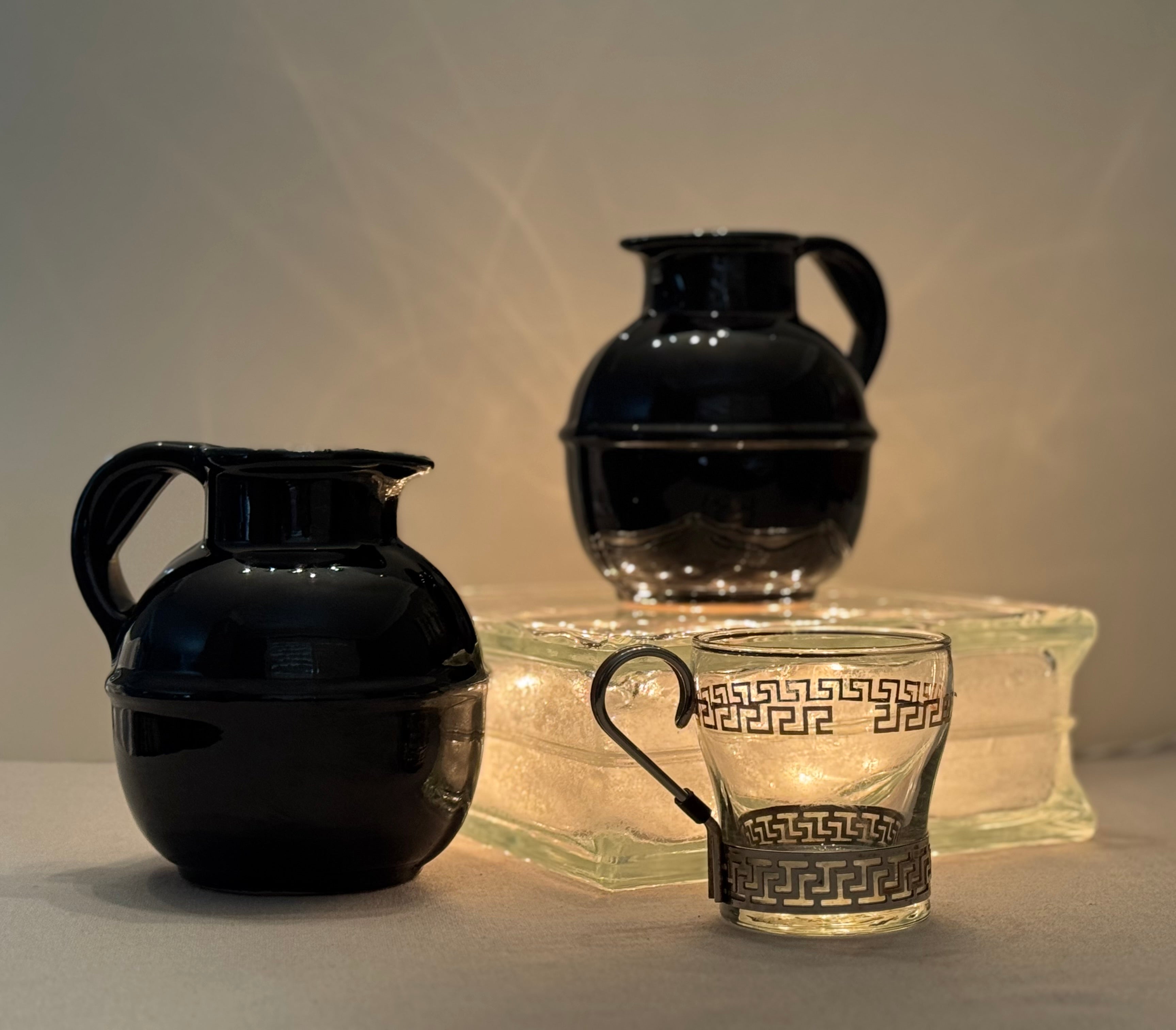 Vintage Frankoma Pottery Black Glaze Pitchers – Mid-Century Modern