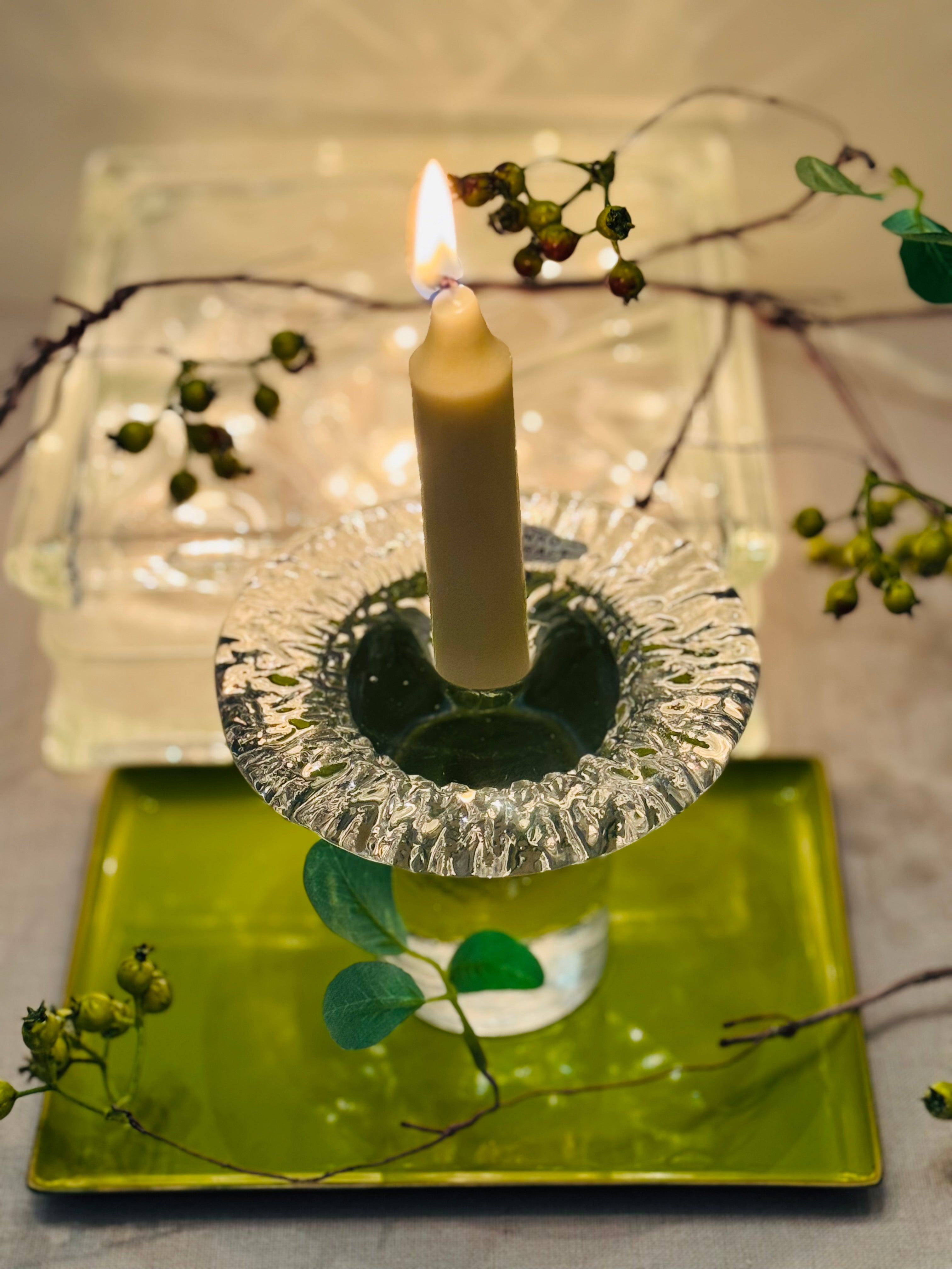 Vintage Blenko Handcraft Glass Taper Candle Holder – Mid-Century Art Glass