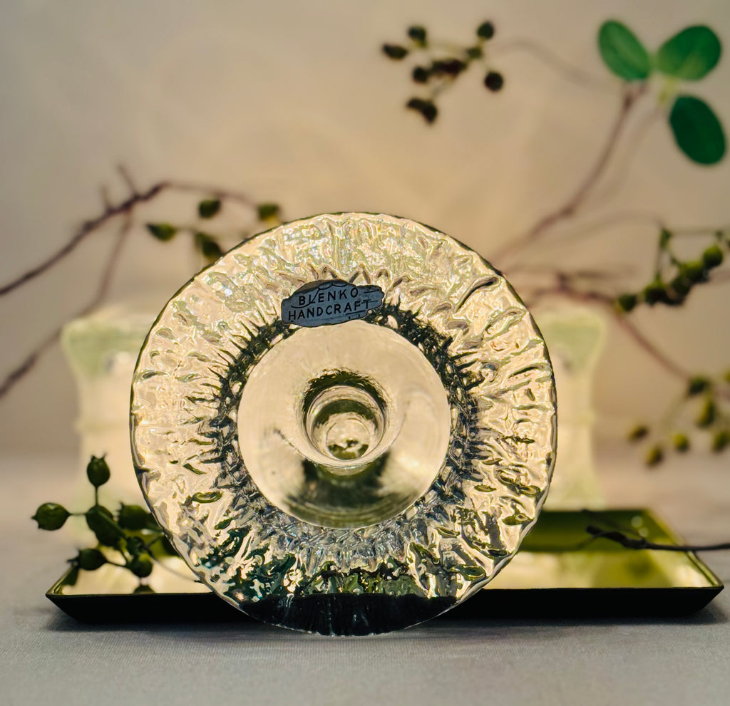 Vintage Blenko Handcraft Glass Taper Candle Holder – Mid-Century Art Glass