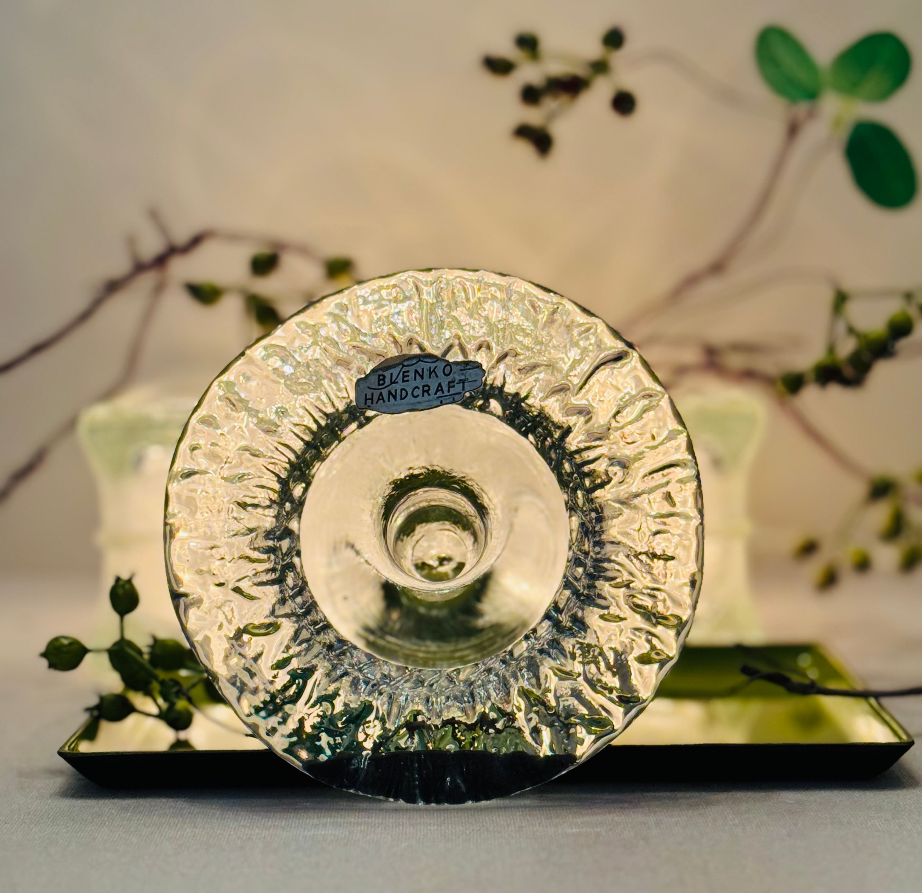 Vintage Blenko Handcraft Glass Taper Candle Holder – Mid-Century Art Glass