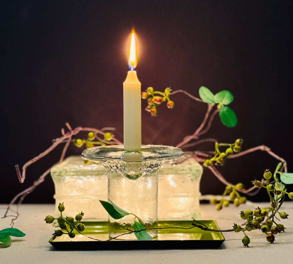 Vintage Blenko Handcraft Glass Taper Candle Holder – Mid-Century Art Glass