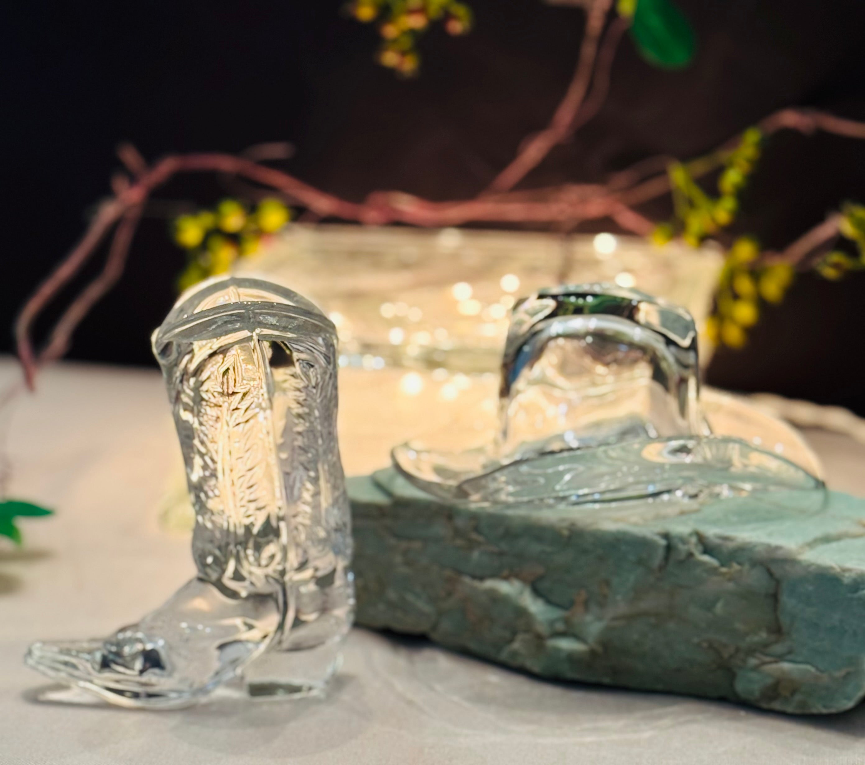 Ralph Lauren Home Western Glass Boot & Cowboy Hat Decorative Set