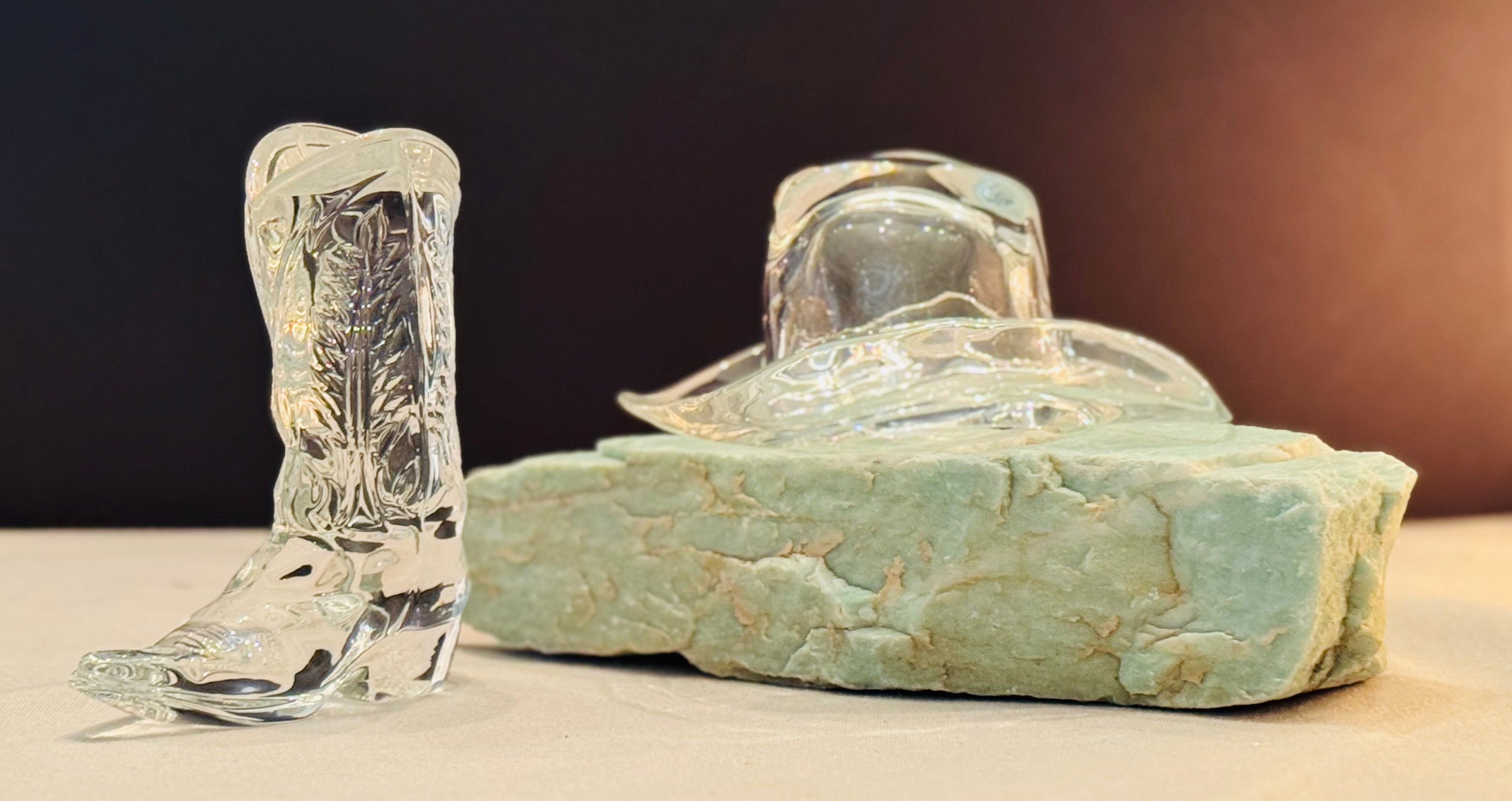 Ralph Lauren Home Western Glass Boot & Cowboy Hat Decorative Set