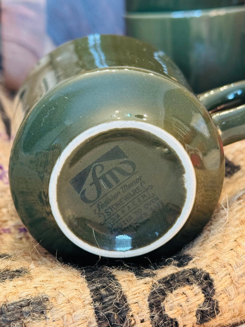 Vintage Sascha Brastoff Sidney Green Coffee Mugs – SMS California Pottery – Mid Century Modern Set of 4