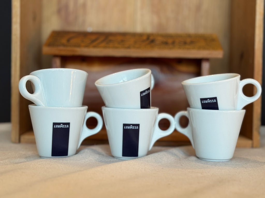 Lavazza Espresso Cups – White Café Porcelain Demitasse Cups – Set of 6
