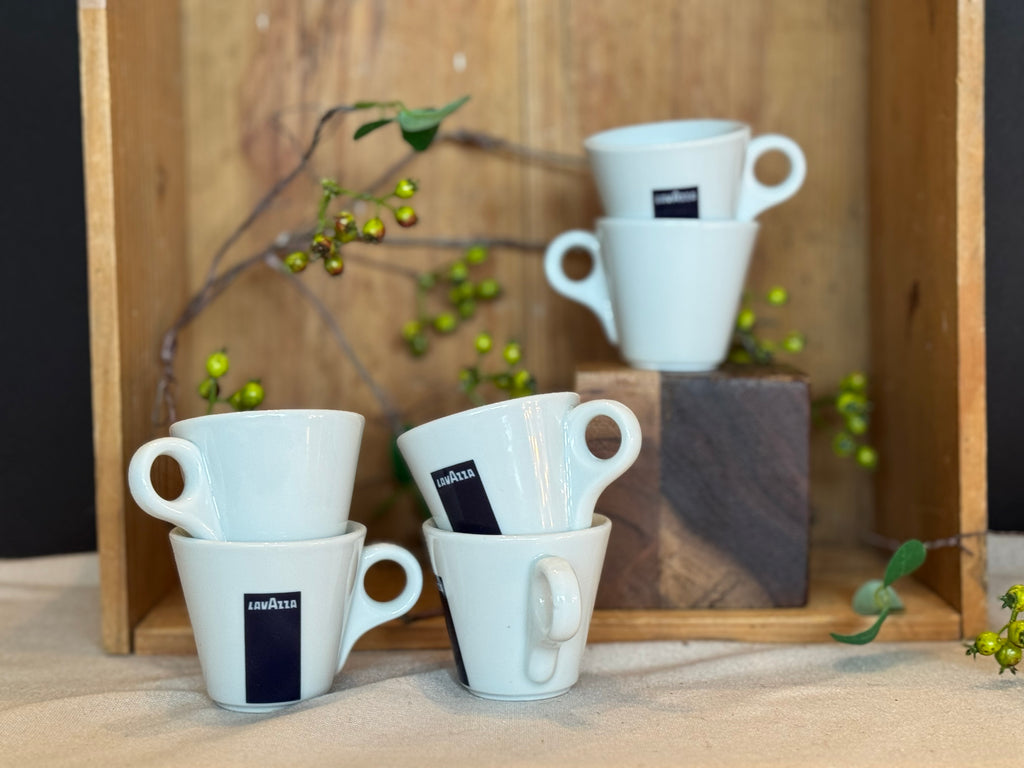 Lavazza Espresso Cups – White Café Porcelain Demitasse Cups – Set of 6