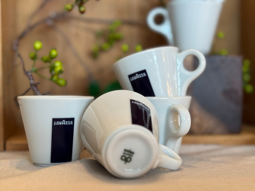 Lavazza Espresso Cups – White Café Porcelain Demitasse Cups – Set of 6