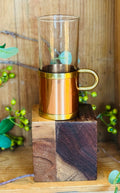Vintage Danish Modern Glass & Copper Mug by Braüer | Scandinavian Barware | Irish Coffee Glass