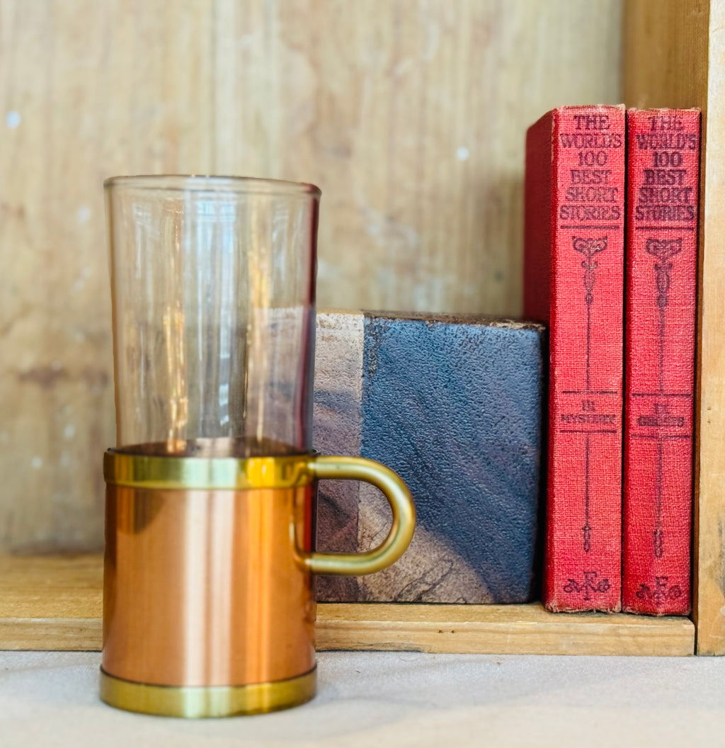 Vintage Danish Modern Glass & Copper Mug by Braüer | Scandinavian Barware | Irish Coffee Glass