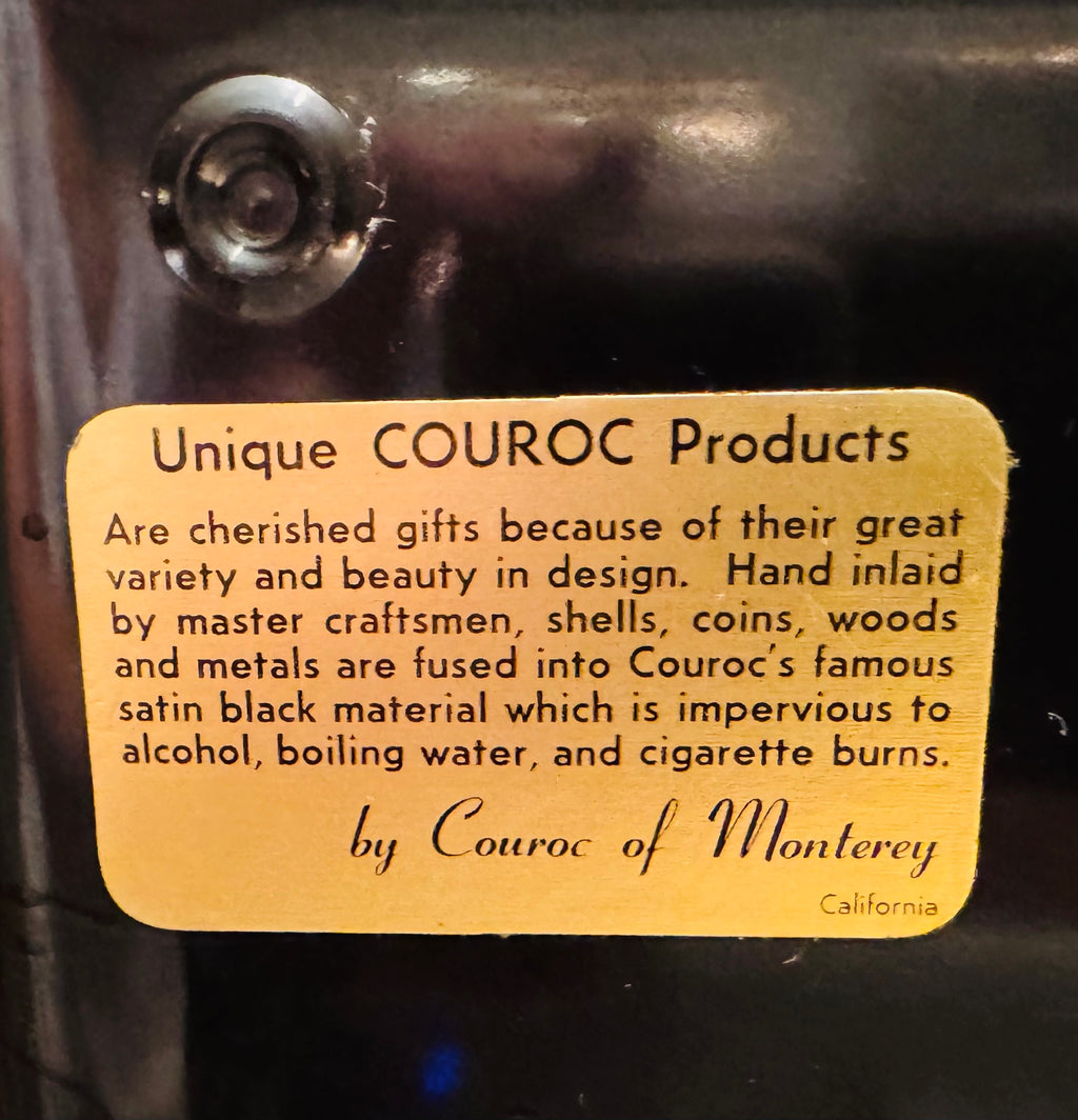 Vintage Couroc of Monterey Crowned Cat Inlaid Serving Tray – Mid Century California Barware