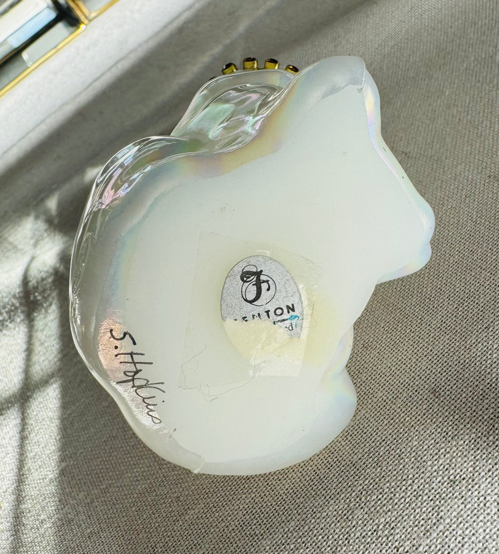 Vintage Fenton Iridescent Glass Cat – Hand Painted,