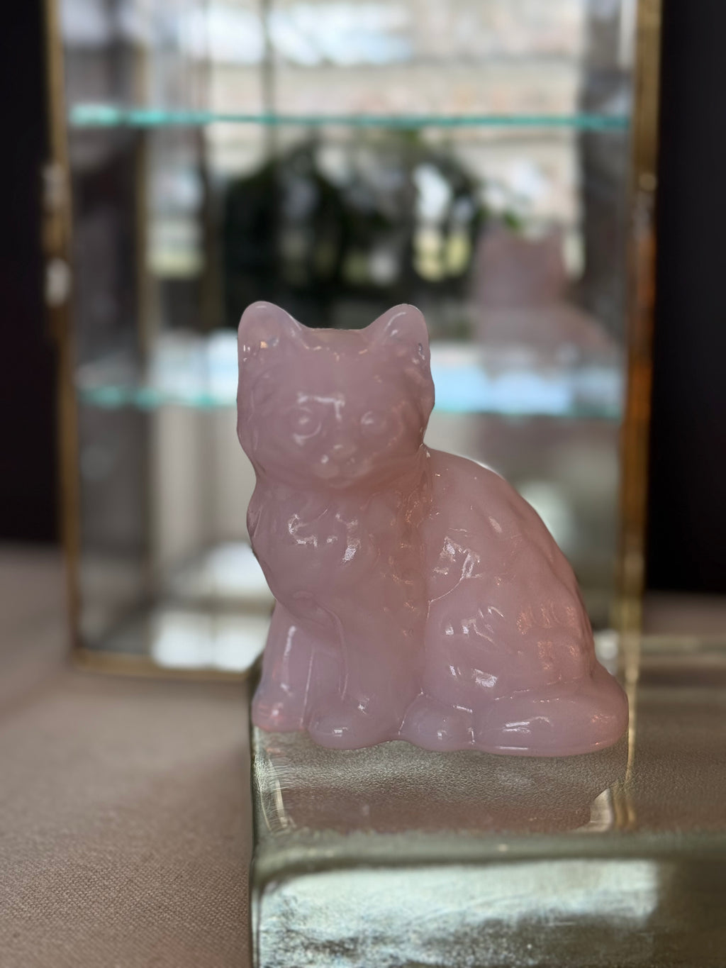 Mosser Glass Pink Cat Figurine (Slag / Opaque Pink)