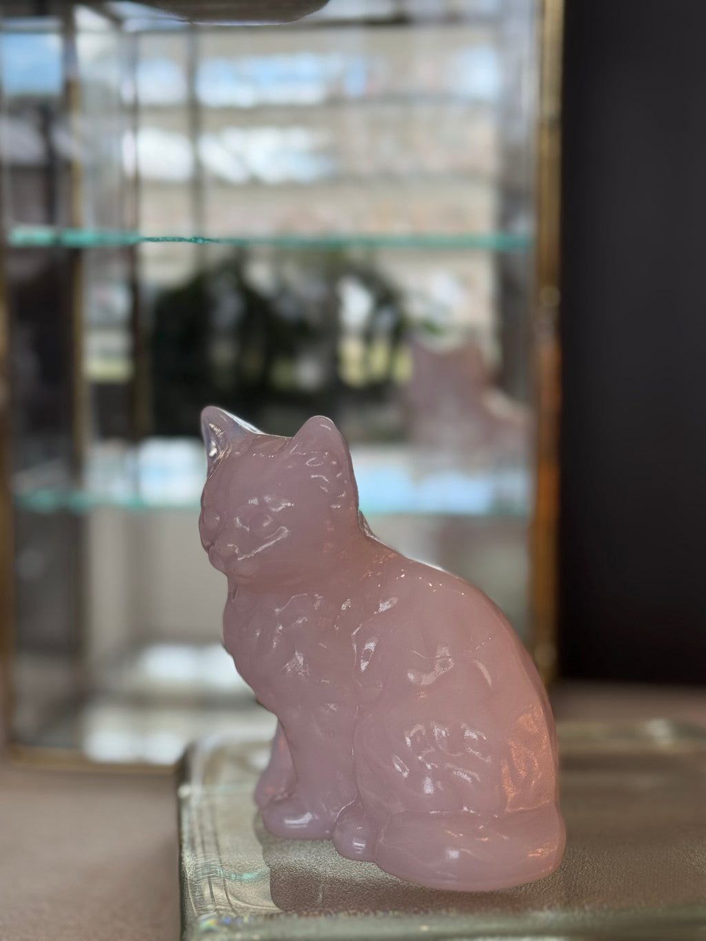 Mosser Glass Pink Cat Figurine (Slag / Opaque Pink)
