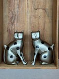 Vintage Metallic Ceramic Cat Figurines – Laurel Burch Style – Postmodern MCM Style – 1980s Cat Pair