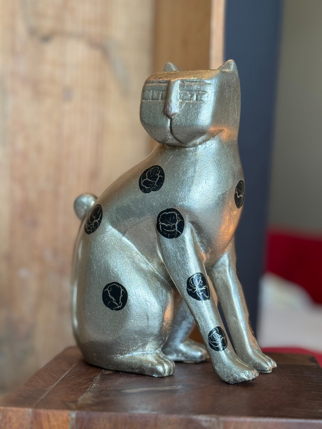 Vintage Metallic Ceramic Cat Figurines – Laurel Burch Style – Postmodern MCM Style – 1980s Cat Pair