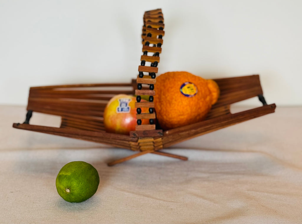 Vintage Japanese Folding Bamboo Basket (c. 1960s)