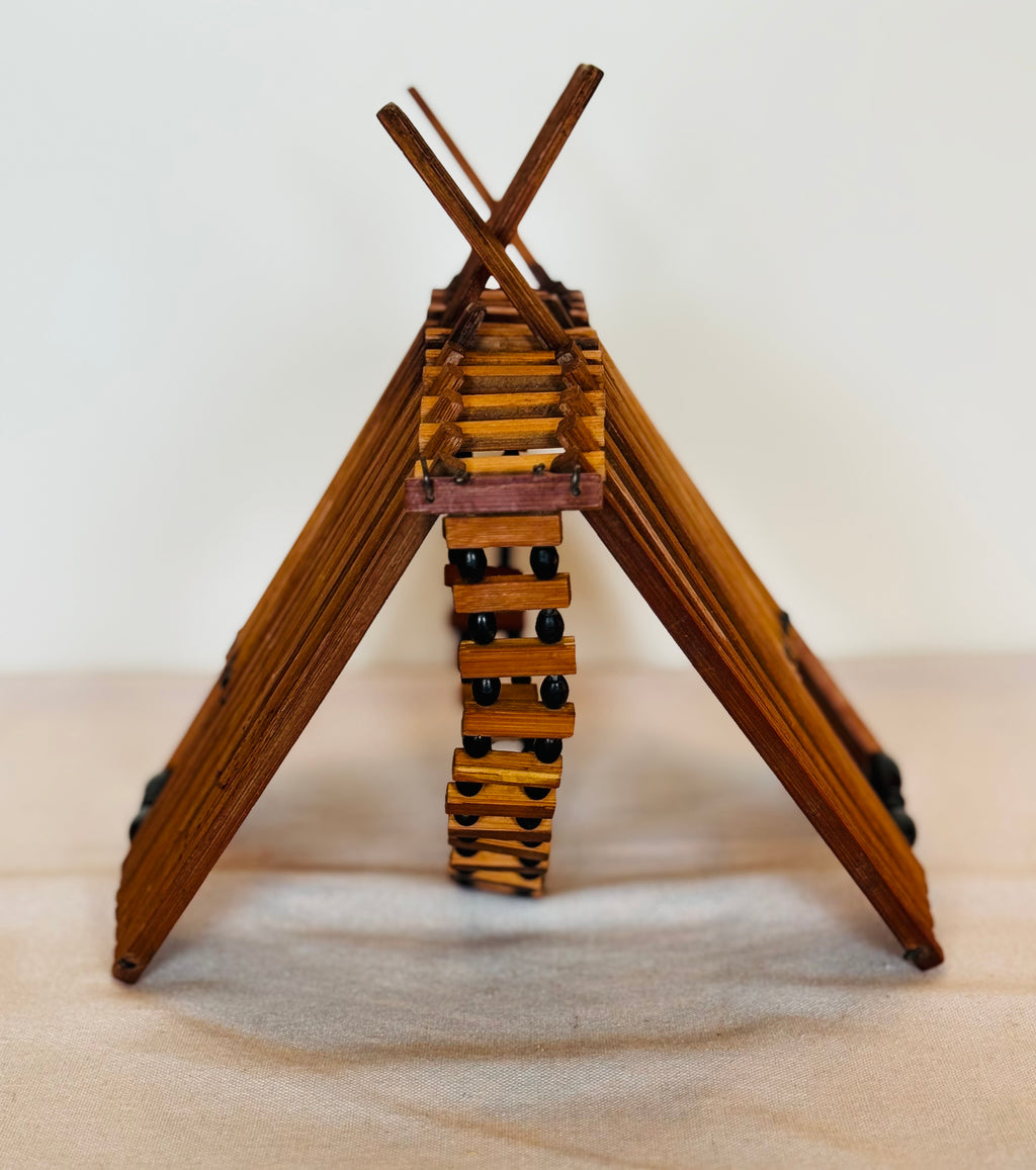 Vintage Japanese Folding Bamboo Basket (c. 1960s)