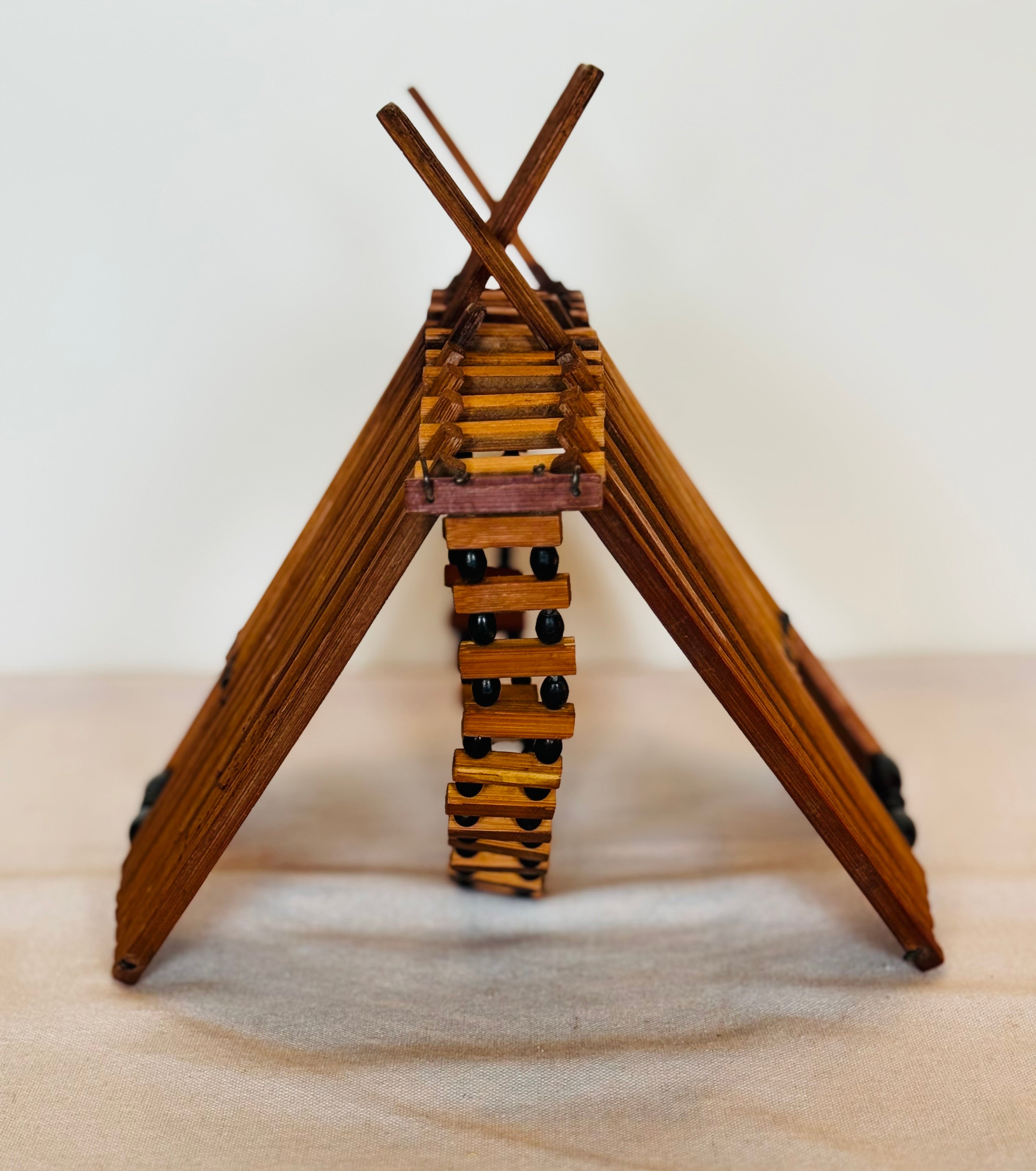 Vintage Japanese Folding Bamboo Basket (c. 1960s)