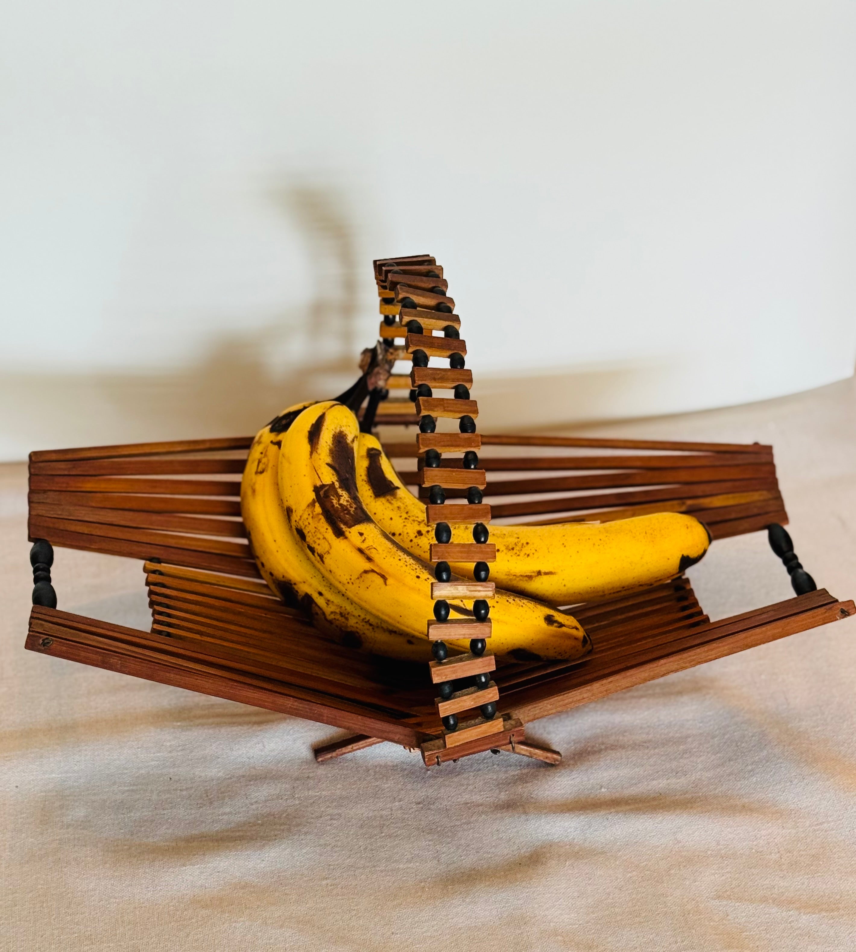 Vintage Japanese Folding Bamboo Basket (c. 1960s)