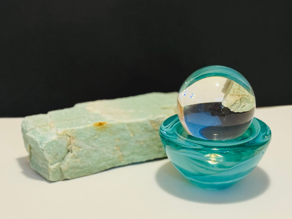Kosta Boda Atoll Art Glass Bowl – Anna Ehrner – Swedish Turquoise Swirl Crystal – Sculptural Votive / Catchall