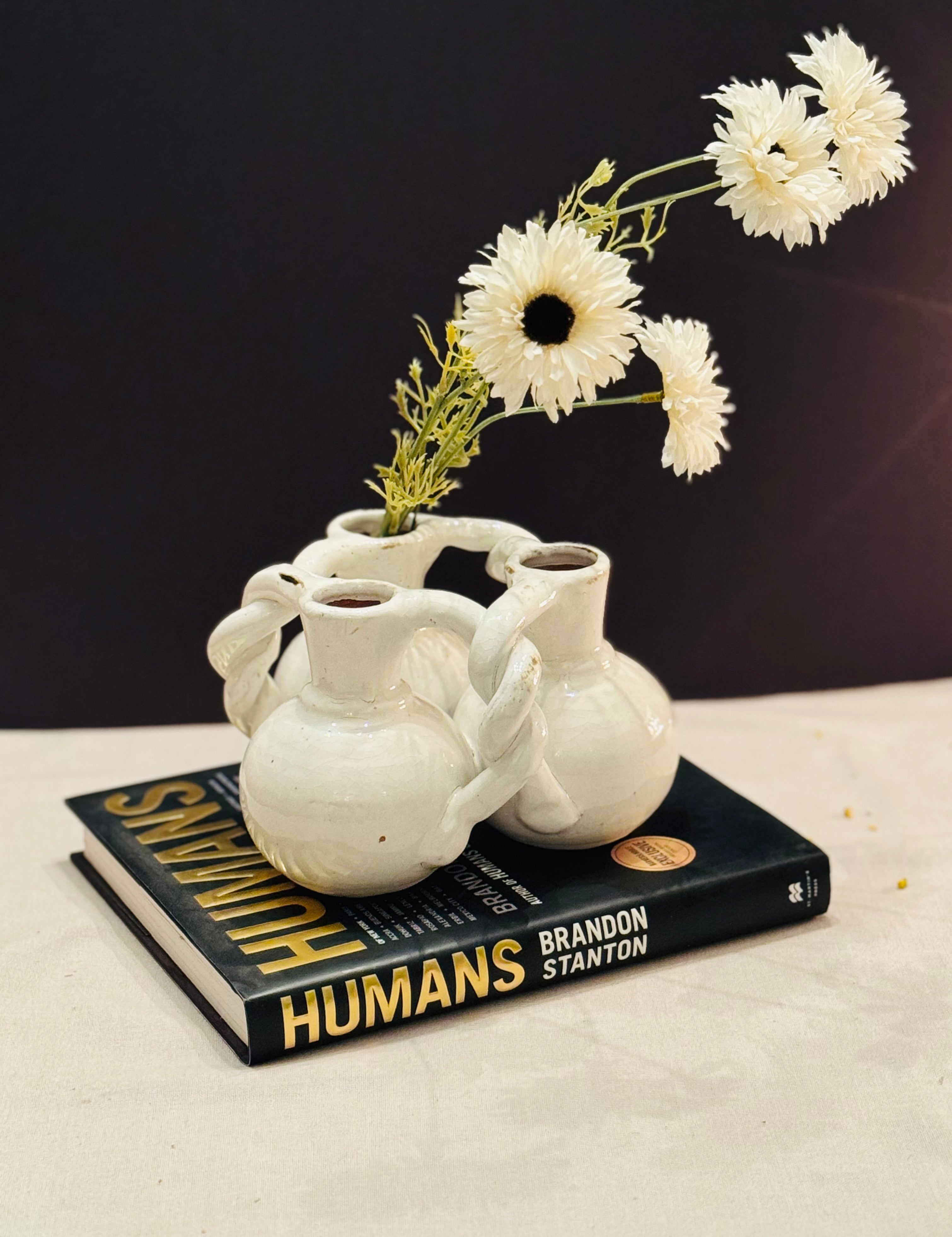 Vintage Ceramic Cluster Vase | Sculptural Multi-Bud Form