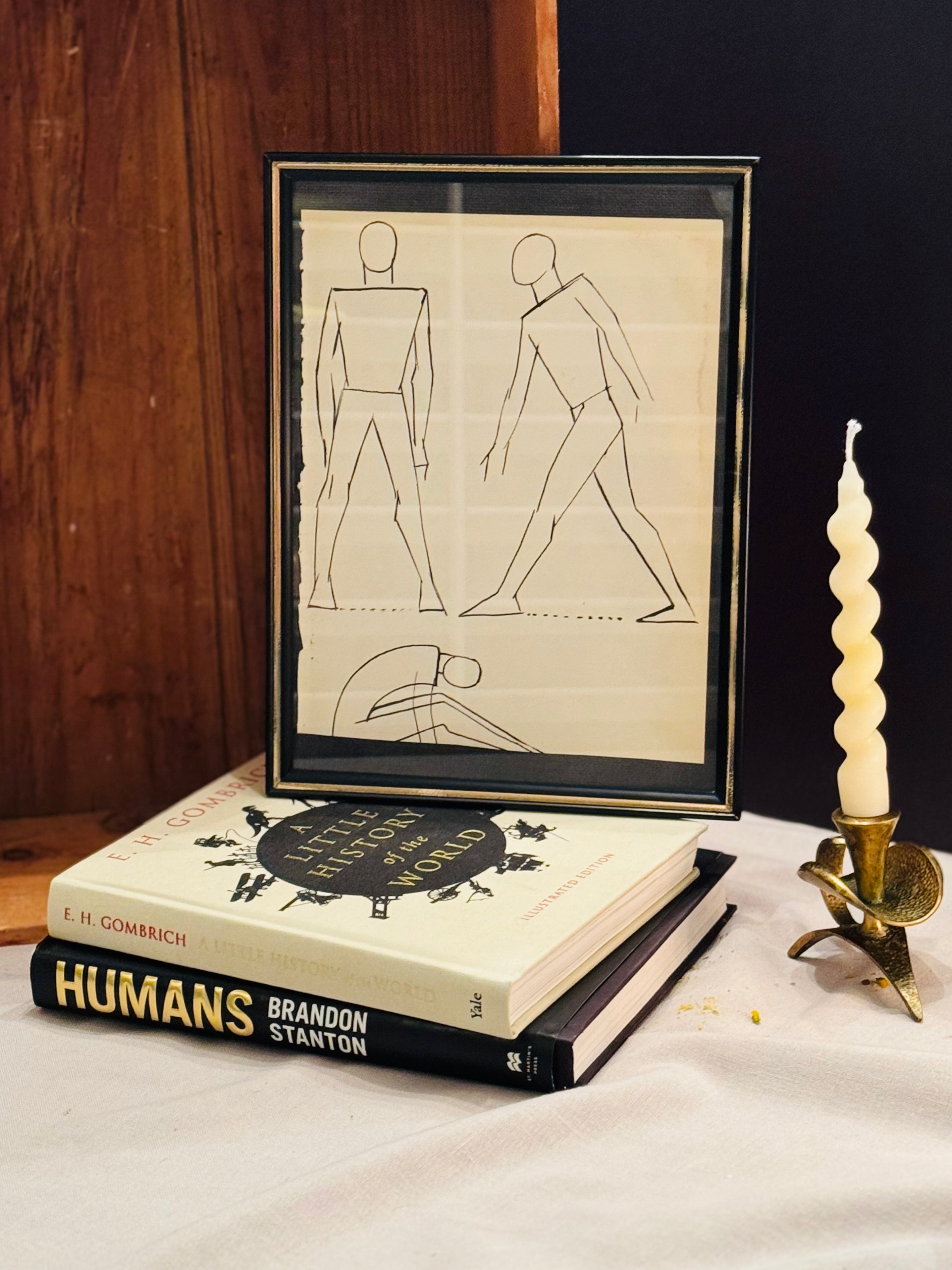 Mid-Century Modern Figure Study Line Drawing