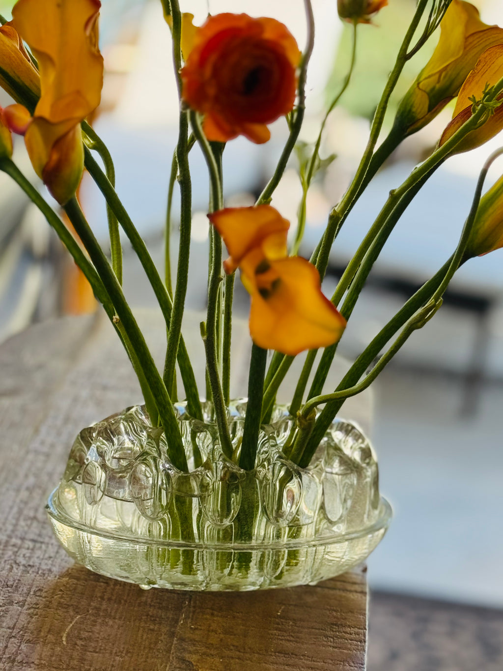 Stunning Vintage Cambridge Glass Flower Frog with Feet — Clear Pressed Glass Floral Arranger, 1930s