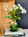Gorgeous Viking Epic Green Glass 3-Footed Bowl with Frog Insert | Mid Century Floral Arranger