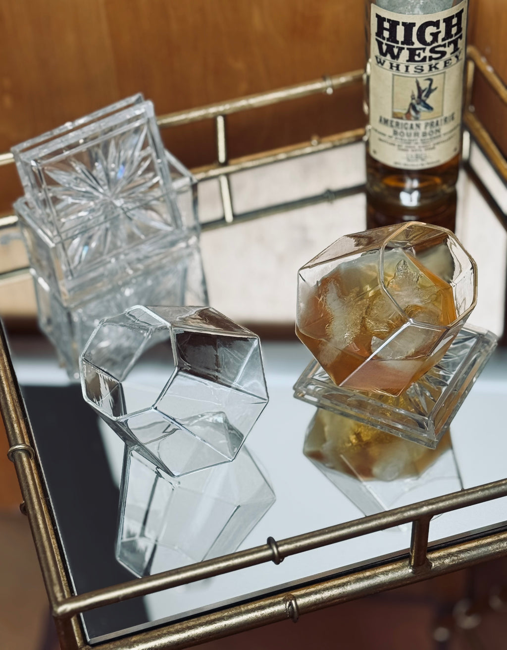 🔥🔥 Set of 2 Faceted “Diamond” Whiskey Glasses — Geometric Lowball Tumblers