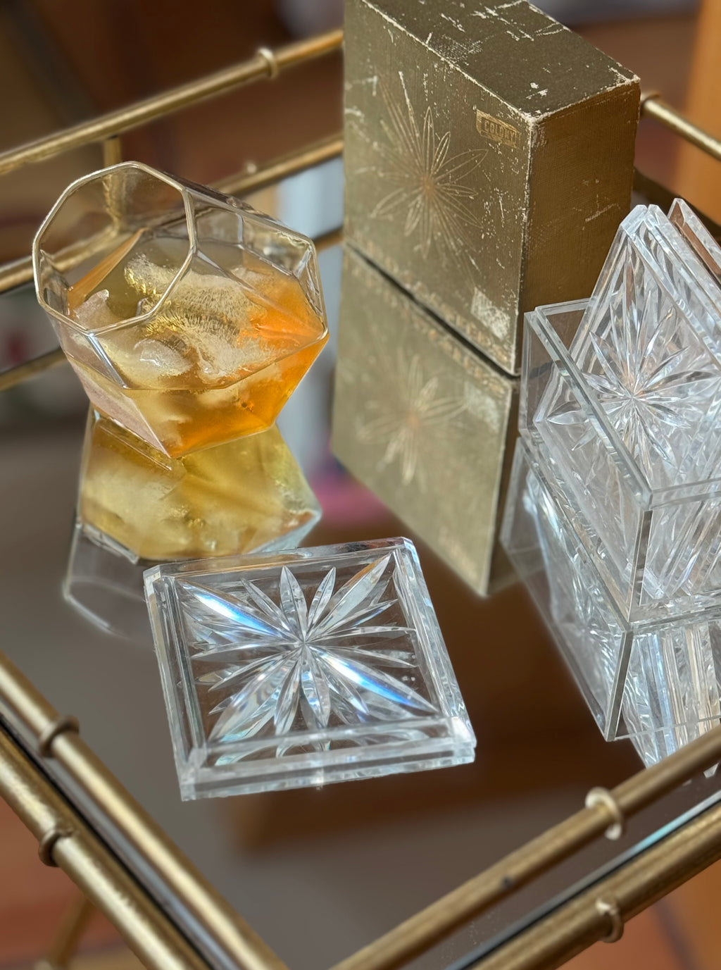 🔥🔥 Set of 2 Faceted “Diamond” Whiskey Glasses — Geometric Lowball Tumblers