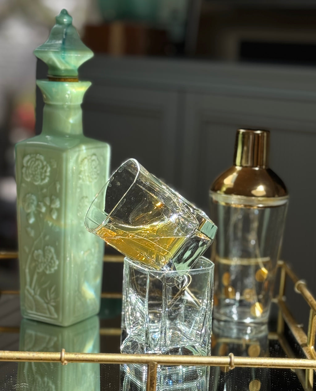 Vintage Italian Square Base Rocks Glasses — Heavy Cut Crystal Lowball Tumblers (Set of 2)
